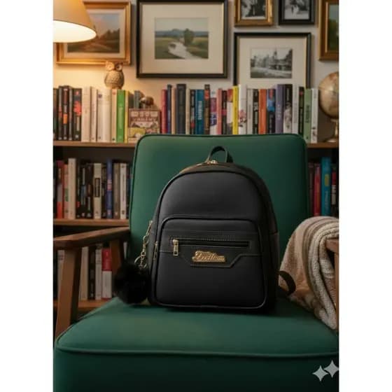 Mochila Feminina Media De Luxo Para Facultade, Estudiantes,Adolecentes Estilosa, Casual, Chiqui com Chaveiro Pompom Fofo