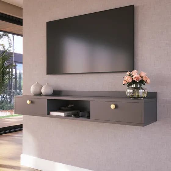 Rack Suspenso Sala Tv 1.14cm Home LIFE Decoração Sala Quarto nicho 2 Porta Varias Cores Painel TV
