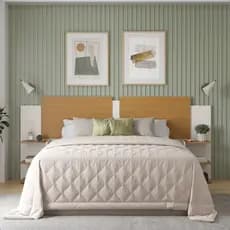 Kit Mesa De Cabeceira Com Painel De Cama Bicolor Retro Davi OffWhite Nature