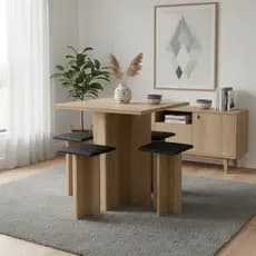 Mesa de Jantar Edna com 4 Banquetas estofadas Freijò Com Preto
