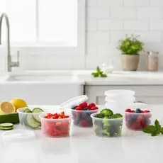 Kit Potes Plastico 200ml Com Tampas Para Sobremesas
