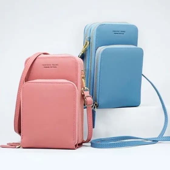 Bolsa transversal moda feminina trabalho social porta celular com 3 divisorias