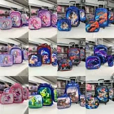 Kit Mochila Escolar Infantil de Rodinhas Menino Bolsa Resistente Impermeável Com Lancheira e Estojo BMA9719U-KIT