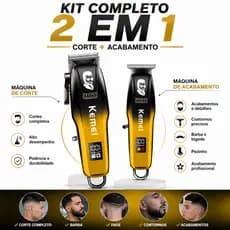 kit de maquinas de corte e acabamento de cabelo e barba kemei km-8501 original profissional aparador