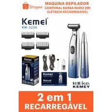 Maquina Depilador Corporal Barba Nariz 2em1 Elétrico Recarregável  Prateado