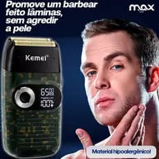 Barbeador Elétrico Kemei Km-2027 Maquina Shaver Profissional Cor Verde-escuro 110V/220V