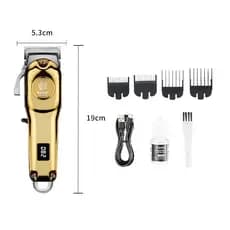 Maquina De Cortar Cabelo Barba e acabamento  Profissional Led Display Kemei Dourado sem fio