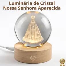Luminária Cristal Nossa Senhora Aparecida Padroeira Brasil 3D LED USB Abajur Católica Envio Imediato
