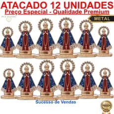 Atacado Kit 12 Santinha N Senhora Aparecida Metal Dupla Face Painel Carro Caminhão Proteção Veicular