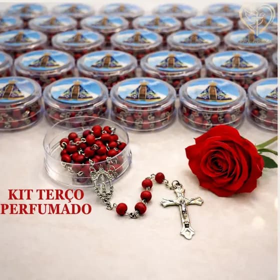 1a3 terços Perfumado de Nossa Senhora Aparecida cheiro de Rosas Cruxifixo Metal Católico corrente Fé