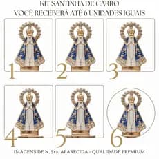 Santinha Nossa Senhora Aparecida De Metal Painel Carro Caminhao Mesa Dupla Face Símbolo Proteção Fé