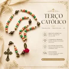 Terço N Sra De Guadalupe Original Em Barbante Rosa Contas Coloridas Detalhes Em Metal Lindo Presente