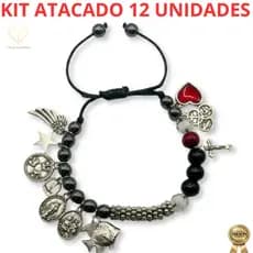 Kit 12 Pulseira História de Jesus Berloques N Sra S José Fé Proteção Ajustável Duravel Mais Vendida!