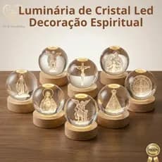 Luminária Mesa Cristal 3D Religiosa LED Santos Católicos Premium Presentes Espiritual Decoração Luxo