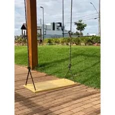 Balanço De Madeira Para Pergolado E Varanda Com 4 Metros De Corda Acabamento Mogno Decoração Rústica Jardim E Quintal