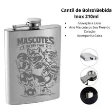 Cantil de whisky CANTIL DE BEBIDA ARTE LASER SEU TIME - MASCOTE - TORCIDA IDÉIAS DE PRESENTE
