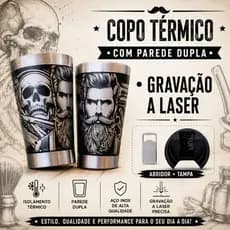 CANECA TÉRMICA COPO TÉRMICO ARTE 360º GRAUS COPO INTEIRO TEMA: BARBEIRO BARBEARIA SALÃO NOVIDADE