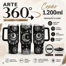 COPO TÉRMICO COM ARTE A LASER 360 GRAUS TEMA: LUA E SOL COPO TÉRMICO 473ML CUIA 350ML COPO OVO