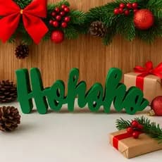 Letreiro Decorativo Hohoho Natal 20x7cm – Enfeite Mesa, Guirlanda, Presente, Decoração Natalina