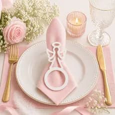 Kit 6 12 24 Anel de Guardanapo Anjo Decorativo Batismo Chá de Bebê Chá de Fraldas Primeira Comunhão