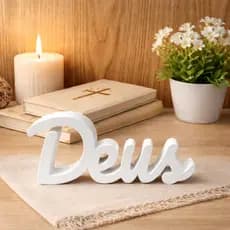 Deus Letreiro Decorativo de Mesa  / Palavra Religiosa Moderna Sala Quarto Escritório Cantinho Oração