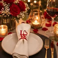 Kit 2 Anéis de Guardanapo Love Dourado ou Vermelho Decoração Romântica Dia dos Namorados