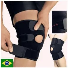 Joelheira Ortopedica Preta Compressão Articulada Apoio Reforçado Corrida Academia Crossfit Futebol