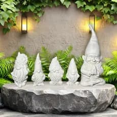 Kit Gnomos de jardim em gesso cru para decoração premium