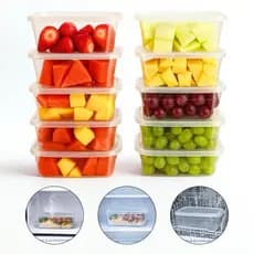 Kit 10 Pote Plástico 1000ml Transparente Reutilizáveis– Marmita Fitness, Livre de BPA, Organização Cozinha
