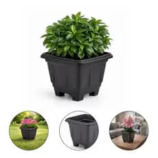 Kit 5 a 10 Vasos para Jardim 4,5 Litros Quadrado | Vaso de Planta Preto/Terracota