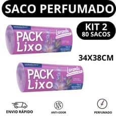 Saco de Lixo Perfumado Banheiro E Pia Lavanda Anti Odor Pack Lixo