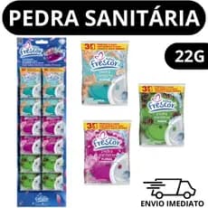 Pedra Sanitária Novo Frescor 22 gramas cada pedra - Cartela com 12 ~  24 Pedras Fragrâncias Sortidas