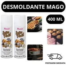 2 Desmoldantes Spray Solta Fácil 400ml Mago Antiaderente Culinário Para Forma Untar