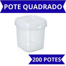 200 Potes Quadrado com Lacre 220ml - Bolo no Pote - Pote Quadrado Plástico
