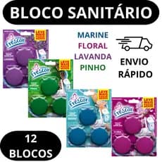 KIT 12 BLOCO PARA CAIXA ACOPLADA CARTELA TRIPLA NOVO FRESCOR
