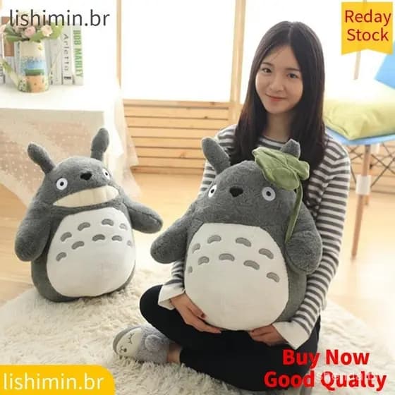 Totoro Gato De Pelúcia Brinquedo Bonito Anime Figura Boneca Com Folha De Lótus Crianças Brinquedos De Aniversário