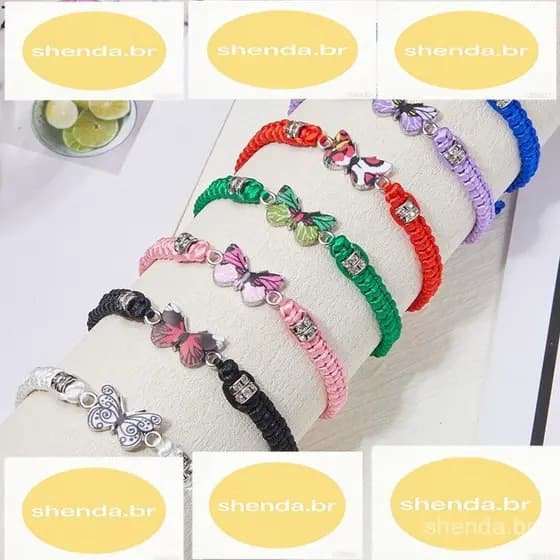 Pulseira De Moda Borboleta Feita À Mão Casal Ajustável De Corda De Rhinestone Para Mulheres E Homens Jóias De Amizade