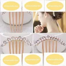 Único Conjunto Coreano Novo Pente De Cinco Dentes Com Incrustação De Pérola E Diamante Para Acessórios De Cabelo De Desl