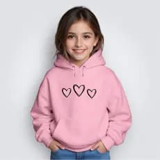Moletom Infantil Blusa Bolso Canguru Flanelado Gola Careca 3 Corações Menina Lançamento