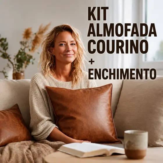 Kit Almofadas Em Courino Premium 45x45cm Zíper Invisível Decorativa Escritório Sofá Sala Cama Quarto