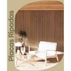 Kit 20Até 100 Placas Ripada Revestimentos Painel Decorativo MDF Premium 45x10 Sala Quarto Escritório