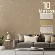 Papel de Parede Premium Alto Relevo Bege e Dourado/Marmorizado Rolo 10 Metros