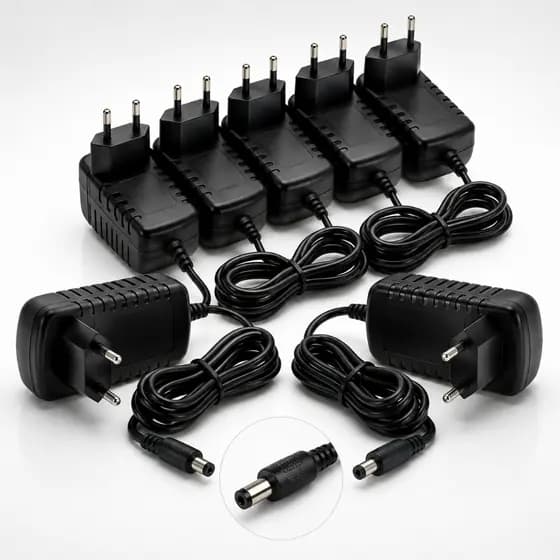 Kit 10 Fonte 12V 2A Bivolt Plug P4 Adaptador AC/DC Para Fita LED 5050 3528 CFTV Câmeras Roteador