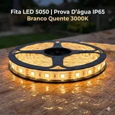 Fita LED 5050 Branco Quente 3000k À Prova D'água IP65 5 Metros Sem Fonte