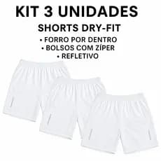 3 Shorts Bermuda Dry Fit Esportiva Treino Com Ziper no Bolso - com símbolo