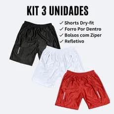 Shorts Dry Kit Kit com 3 para Treino e Academia Masculino