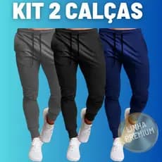 Kit 2 Calça Jogger Masculina Esportivo Dry Fit Flanelada Skinny