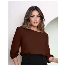 Blusa Feminina Alfaiataria Elegante Social Basica MANGA 3/4