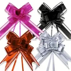 Kit 50 Laço Fácil Organza com Poliéster 30mm x 47cm Para Presente