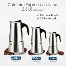 Cafeteira Italiana Moka Inox Café Expresso 200ml 300ml 450,ml